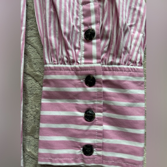 GANNI Pink Striped Organic Cotton Oversized Shirt S/M - Picture 7 of 11